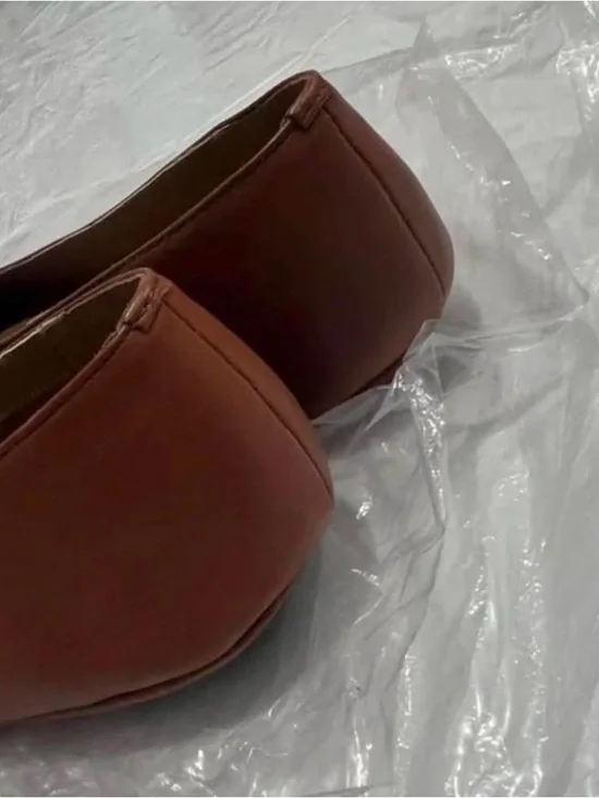 AEROSOLES Tan Leather Flats with Decorative Buckle - Picture 3 of 5